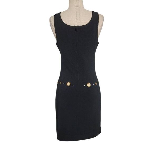 Vintage Miss Ashlee Black Grommet Sheath Mini Dress Sz XS Studded 70s 80s Style - Picture 3 of 7